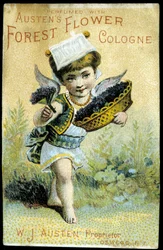 Reklame for Eau de Cologne Austens skogsblomst - 1800-tallet