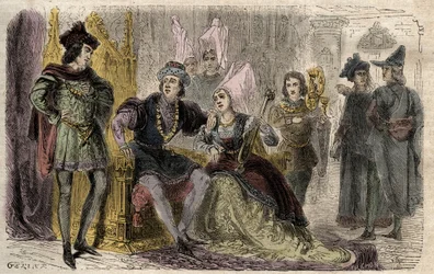 Agnes Sorel (1422-1450) at the court of Charles VII - Agnes Sorel a la cour de Charles VII - engraving in “Dictionnaire populaire illustrious” - 1864 - by Joseph Decembre et Edmond Allonier -