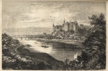 Albrechtsburg castle - Saxony -Germany - The castle of Albrechtsburg in the land of Saxony in Germany - engraving - 1866