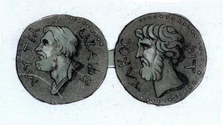 Alcée (v. 630 - v. 580 f.Kr.). gresk poet. Gravering tidlig på 1800-tallet.