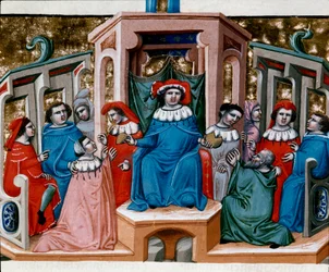 Allegori om miniatyrloven hentet fra Justinian Code (Codex Justinianus), en samling lover og institusjoner utgitt under den romerske keiseren Justinian I av Byzantium (483-565)