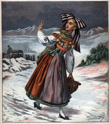 Alsace kvinne i regional draktgravering fra 1892.