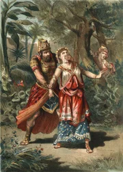 Amestris, hustru til Xerxes, persernes konge, blir bortført av en tjener hos Artaynte. I «El Culto de la Hermosura» av Juan Justo Huguet, Molinas Hermanos editores
