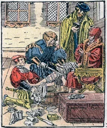 Amputasjon av et ben på 1500-tallet.