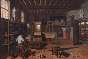En kunstner i studioet sitt