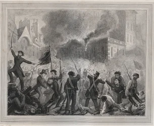 Angrep på Chateau d'Eau - Revolusjon av 1848: "" Brann i slottet av vann plass til det kongelige palasset 24. februar