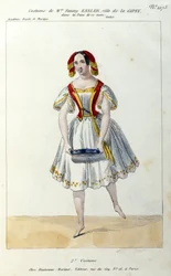 Den østerrikske danseren Fanny Elssler (1810-1884) i balletten "La gipsy"" 1839 1800-tallstrykk