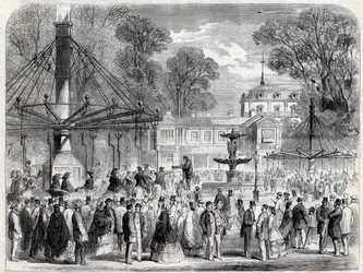 Høstsøndag på Champs-Elysees (Champs Elysees) på 1800-tallet - Gravering