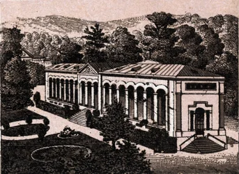 Baden Baden (Baden-Baden), Tyskland: utsikt over søylegangen. i "Verden illustrerer 168 visninger"" Udatert (slutten av 1800-tallet)