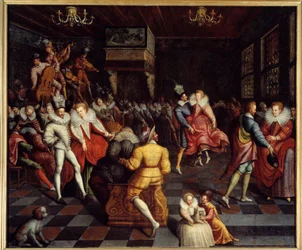 Ball på banen til Valois Anonym maleri. Det 16. århundre. Søn 1,63x1,94 m Rennes, musee des Beaux Arts