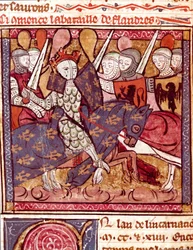 Slaget ved Flandern miniatyr fra "" Grandes Chronicles de France"" 1375-1379 kommunale bibliotek, Castres