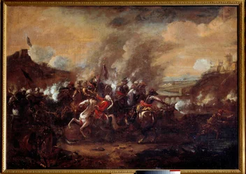 Slaget ved Wien: "Opphevelsen av beleiringen av Wien av tyrkerne i september 1683" Seier for troppene til den kristne koalisjonen ledet av John III Sobieski, Leopolid I og Charles av Lorraine. Anonymt maleri fra 1600-tallet. Nancy, museumshistoriker