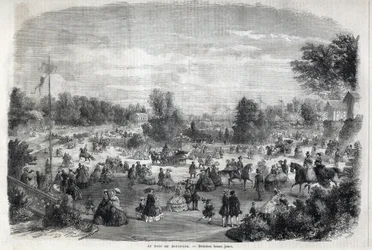 Vakre dager på Bois de Boulogne i Paris. Gravering i "The Illustrious Universe"