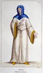 Berthe, datter av Lotharia II, konge av Lotharingia. gravering fra 1830