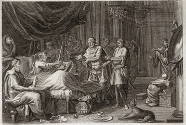 Bible of Royaumont, Old Testament: Judas Machabee. Judas Machabee (Maccabee, Macabee) succeeded his father Matathias (Mathathias, Mattathias) in the conduct of the army, and supported all the Jewish people against the oppression of the Seleucides. Illustra