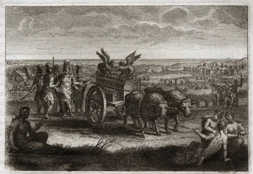 Bibelen til Royaumont, Det gamle testamente: Arken kom tilbake. Filisterne sender Paktens Ark tilbake til Judee for å unngå ondskapen den påførte dem hver dag. Illustrasjon fra 1811.