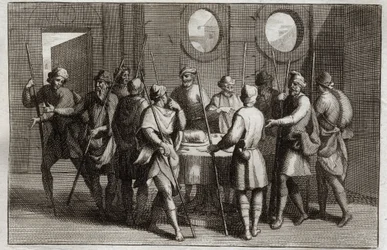 Bibelen til Royaumont, Det gamle testamente: Påskelammet. Gud befalte jødene å spise påskelammet, og for den tiende plagen drepte alle førstefødte. Illustrasjon fra 1811.