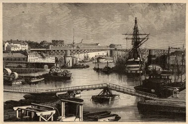 Brest - Le port militaire - Finistere - Bretagne - engraving in “” PATRIE”” - DESCRIPTION PECTURESSE DE LA FRANCE EN 6 VOLUES BY LUCIEN HUARD - end 19th century