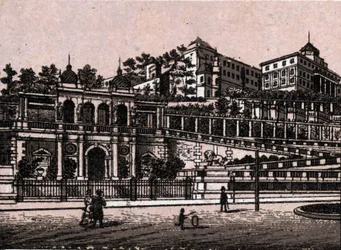 Budapest, Hungary: view of the Bourgbazar (Burghbazaar) in “” The world illustrates 168 views”” Undated (end of 19th century)