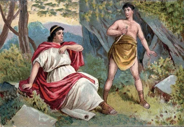 Caius Sempronius Gracchus (Gaius (Caio) Sempronius Gracco) (154-122 f.Kr.) (Gracque), tribune for plebeierne, fanget i en konflikt mellom Senatet og Pleben, beordret slaven sin å drepe ham