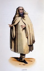 Camaldule, medlem av en religiøs orden (eremitt og munk) grunnlagt i Camaldoli-dalen (Toscana) av Saint Romuald i 1010. Gravering fra 1800-tallet.