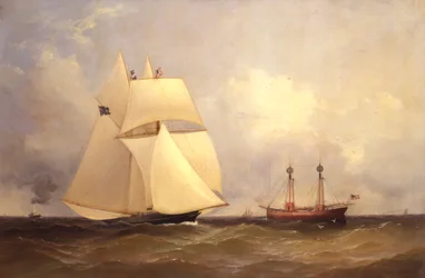 Cambria passerer Sandy Hook etter Transatlantic Race, 1870
