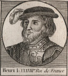 Capetians-dynastiet: Portrett av Henry I (1009-1060), kongen av frankene fra 1031 til 1060 - Henry I (1009-1060) konge av Frankrike - gravering fra "Instruction sur l
