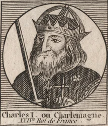 Charlemagne (Carolus Magnus, Charles the Great) (747-814) Frankenes konge og den kristne keiseren av Vesten - gravering fra "Instruction sur l