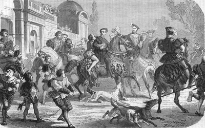Charles V (1500-1558) ved hoffet til Francois 1. (1494-1547).