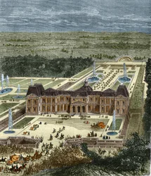 Chateau de Vaux Le Visomte (Vaux-Le-Vicomte) at the time of King Louis XIV. Engraving of the 19th century.