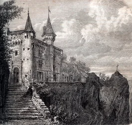 Chateau de la Rochelambert (chateau-de-la-rochelambert) ved Saint Paulien - Haute-Loire - Auvergne-Rhone-Alpes - gravering rundt 1867