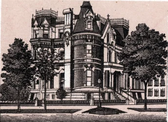 Chicago, United States: view from the corner of Prairie Avenue and 22nd Street. in “” The world illustrates 168 views”” Undated (late 19th century)