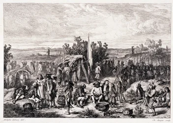 Chouans ved bivuakken - i "" Ancient and Modern Brittany"" av Pitre-Chevalier, redigert av W. Coquebert