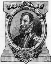 Christophe Plantin. 1514-1589. Antwerp printer of French origin. 19th century engraving.