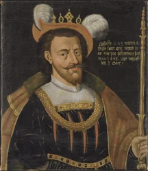 Christophe de Baviere (Christophe III roi de Danemark, Suede et Norvege) - Christopher av Bayern (1416-1448), konge av Danmark, Sverige og Norge, Anonym . Olje på lerret. Mål: 78x56 cm. Nationalmuseum Stockholm