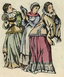 Askepott og hennes vakre søstre. Illustrasjon av Charles Perraults fortelling "Askepott eller La petite slipper de verre"