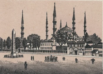 Konstantinopel, Tyrkia: utsikt over moskeen til Sultan Achmed (Moskeen til Sultan Achmed). i "" Verden illustrerer 168 visninger"" Udatert (slutten av 1800-tallet)