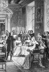 Corneille leser tragedien sin om Polyeucte på Hotel de Rambouillet - i "Histoire de France fra de fjerneste tider til 1789" av M. Guizot