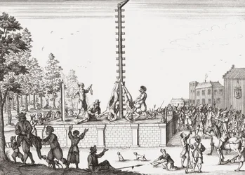 Lik av Johan og Cornelis de Witt henger på galgen.