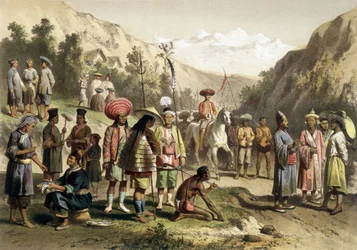 Kostymer fra kongeriket Ta Ly, Sør-Kina. Atlas over letereisen til Indokina i årene 1866 - 1868, redigert av F. Garnier