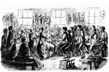 Danseshakere. 1800-talls gravering.