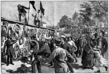 Demonstrasjon av anarkistene ved Pere Lachaise foran begravelsen av føderes 27. mai 1888.
