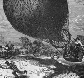 Descent of the Balloon “” Zénith”” with the bodies of CrocéSpinelli and Sivel, who died of asphixia during the ascent, and Gaston Tissandier fainted. In” Album de la Science””, Éditions Jouvet