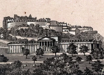 Edinburgh, Skottland: utsikt over National Gallery i Edinburgh. I «Verden illustrert i 168 prospekter». Udatert (slutten av 1800-tallet)
