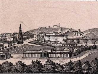Edinburgh, Skottland: utsikt over byen tatt fra slottet i Edinburgh. i "" Verden illustrerer 168 visninger"" Udatert (slutten av 1800-tallet)