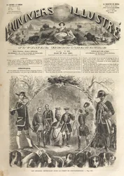 Keiser Napoleon III på jakt i Fontainebleau - 1861 - Imperiale jakt i Fontainebleau i nærvær av Napoleon III (1808-1873) og Imperatrice Eugenie (1826-1920). Det berømte universet i 1861 -