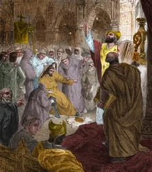 Slutten av det merovingerske dynastiet, 751: avsetting av kong Childerik III (714-754) av Pepin the Brief (714-768).