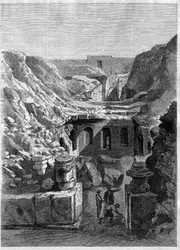 Utgravninger gjort i Senlis i 1868 - oppdaget romerske arener rundt byen - Gravering av 1868