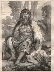 Expedition around the world (1785-1788) by Jean Francois Galaup de La Perouse (1741-1788): types of women of the port of the French (Alaska) - illustration taken from “” Les Grands Mariners du 18th century””