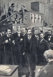 Første møte i Deputerthuset valgt i 1898: Paul Deschanel (1855–1922), president for Deputertkammeret. Paul Adolphe Granier de Cassagnac (1842-1904), Lucien Millevoye (1850-1918), Paul Deroulede (1846-1914), Jacques Piou (1838-1932), Eugen
